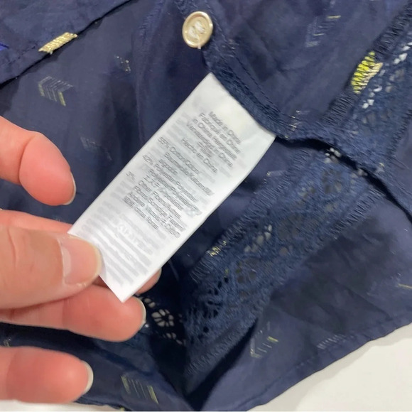 Point Sur J Crew Metallic Clip Dot Blouse Ruffle Neck - Picture 4 of 7